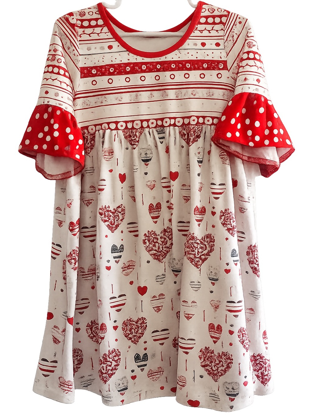Millie Loves Lily Girls Valentine Heart Print Bell Sleeve Dress